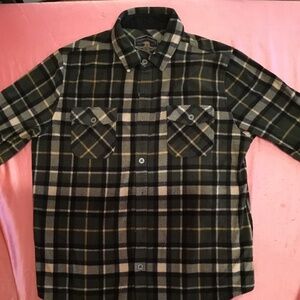 Freedom Foundry Mens Soft Plaid Fleece Shirt Green L/  Large Flannel